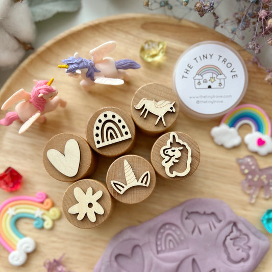 Rainbow Unicorn Wooden Stampers Set