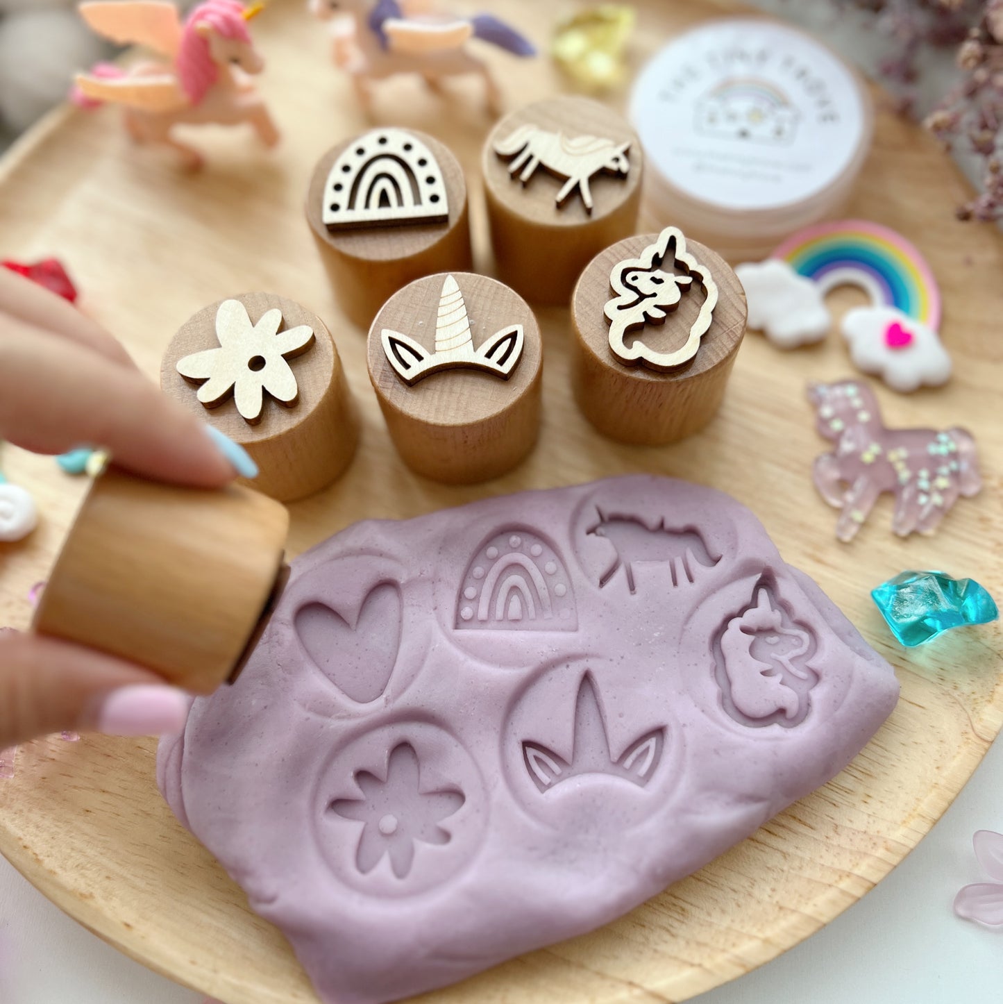 Rainbow Unicorn Wooden Stampers Set