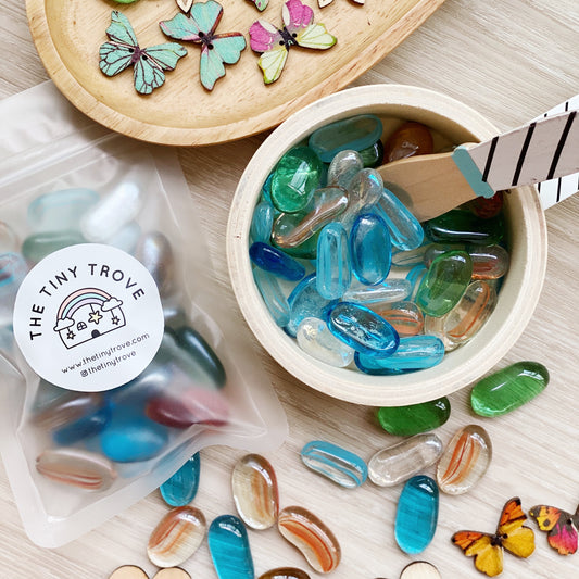 Bean Shaped Glass Pebbles