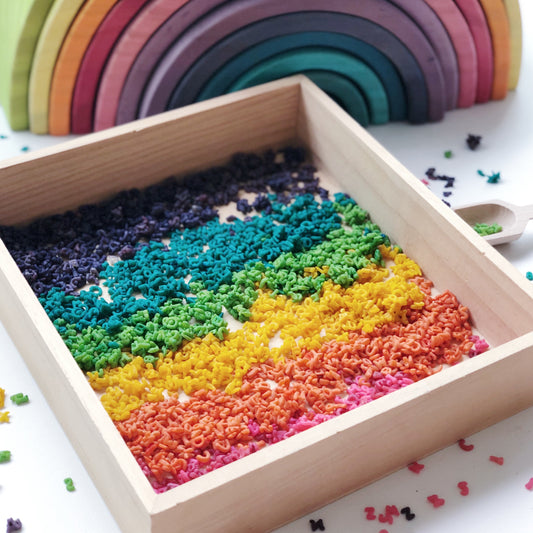 Rainbow Sensory Alphabet Pasta