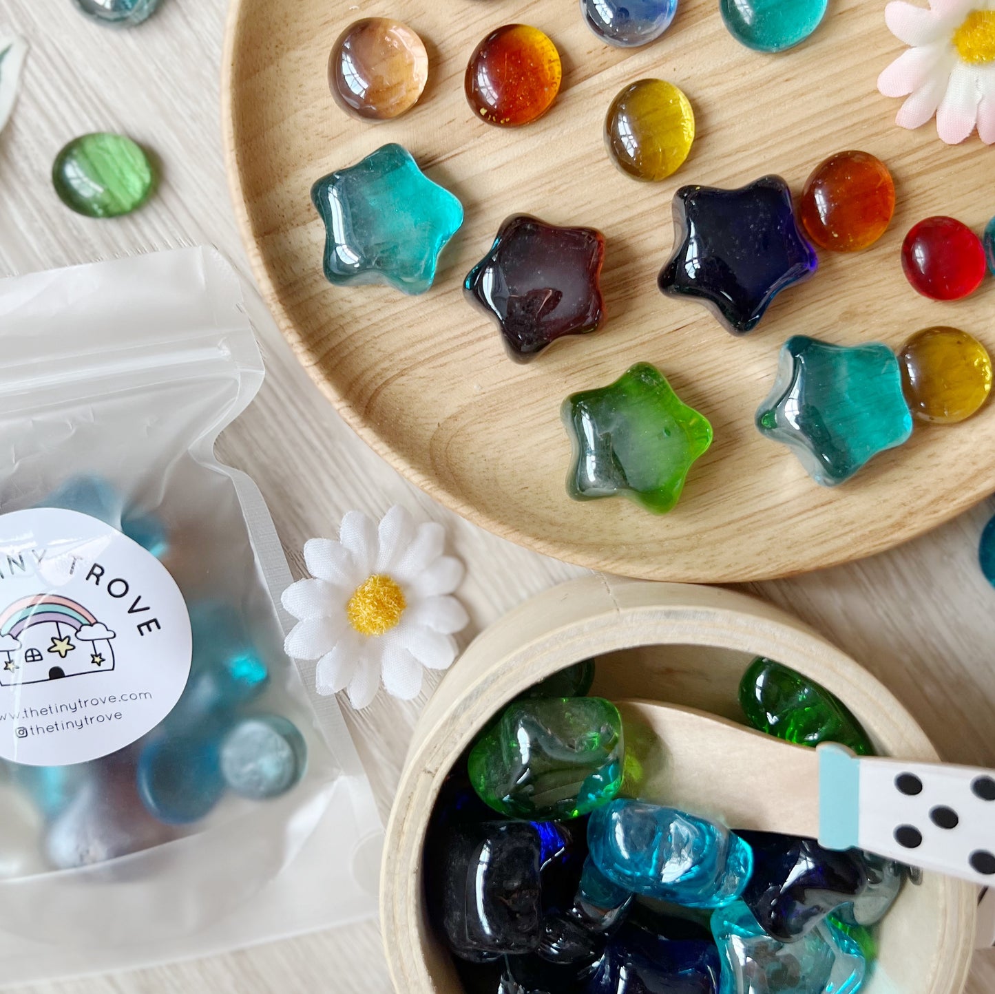 Star Shaped Glass Pebbles Loose Parts