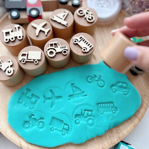 Vehicles on the Go Wooden Stampers Set