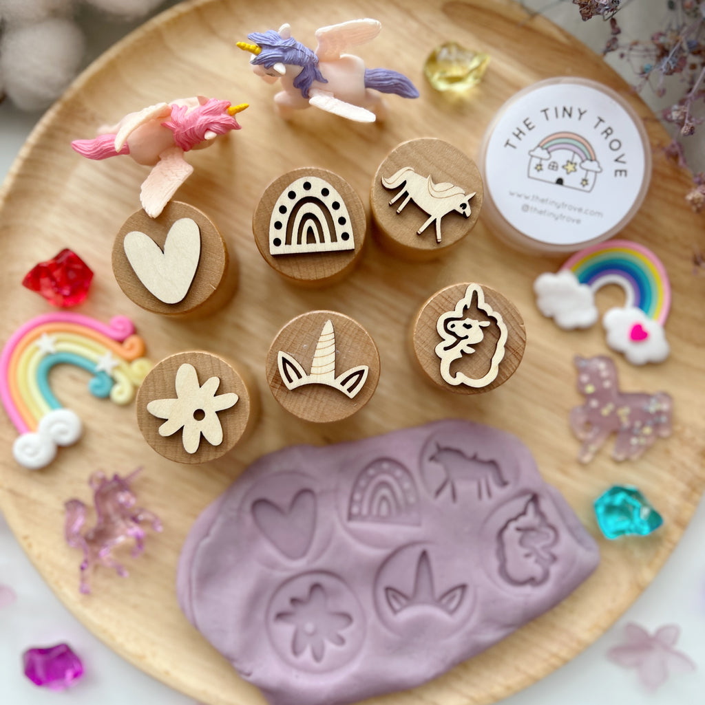 Rainbow Unicorn Wooden Stampers Set
