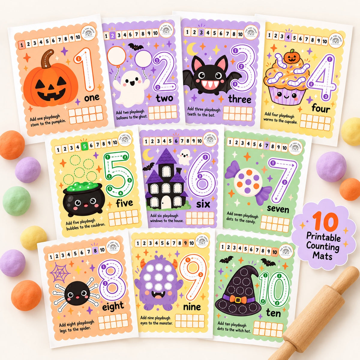 Halloween Number Play Dough Mats 🎃 (Free Printables)