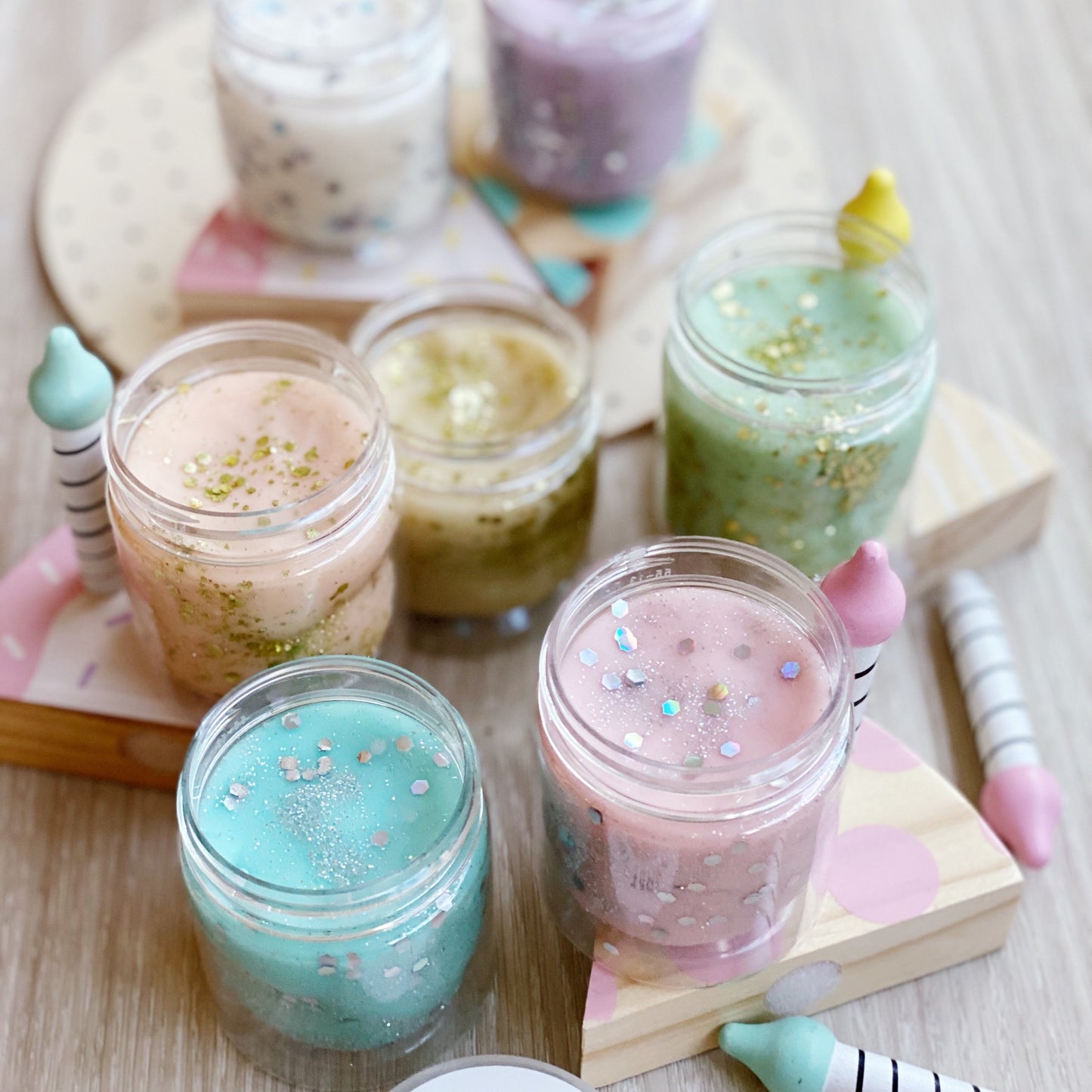 Pastel Glitter Play Dough 6 Tubs Set