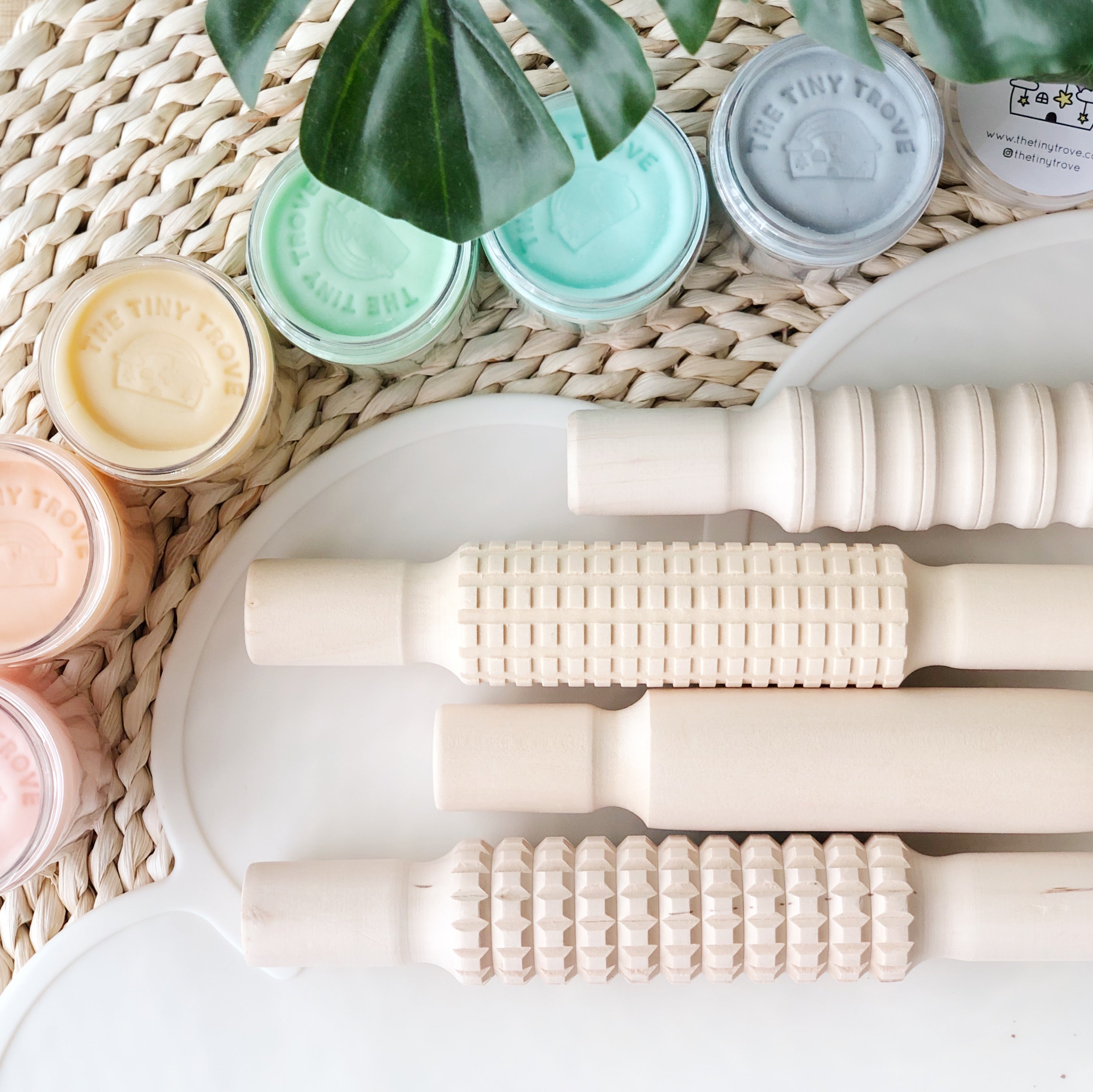 Wooden Montessori Textured Rolling Pins (Set of 4)
