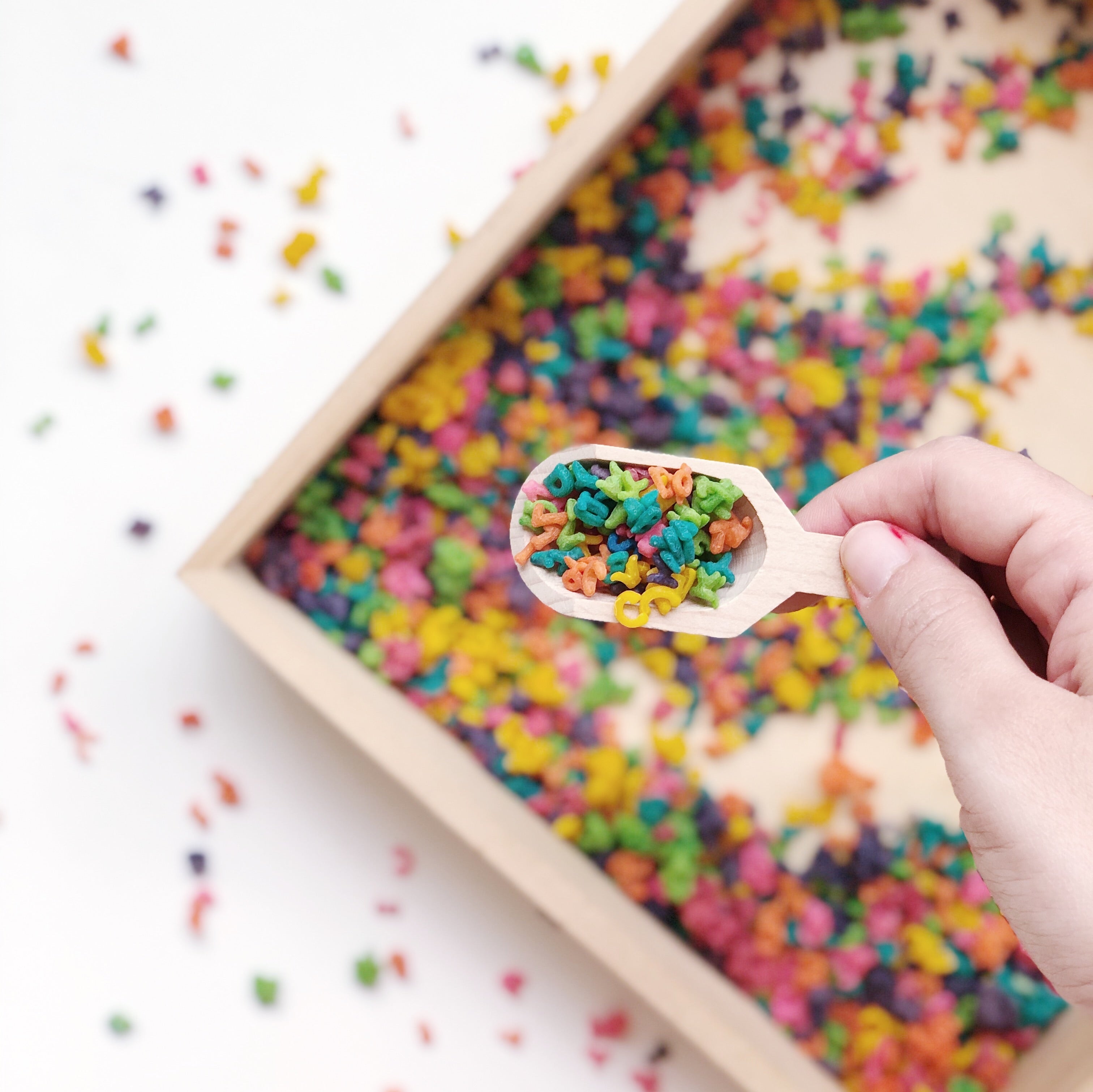 Rainbow Sensory Alphabet Pasta