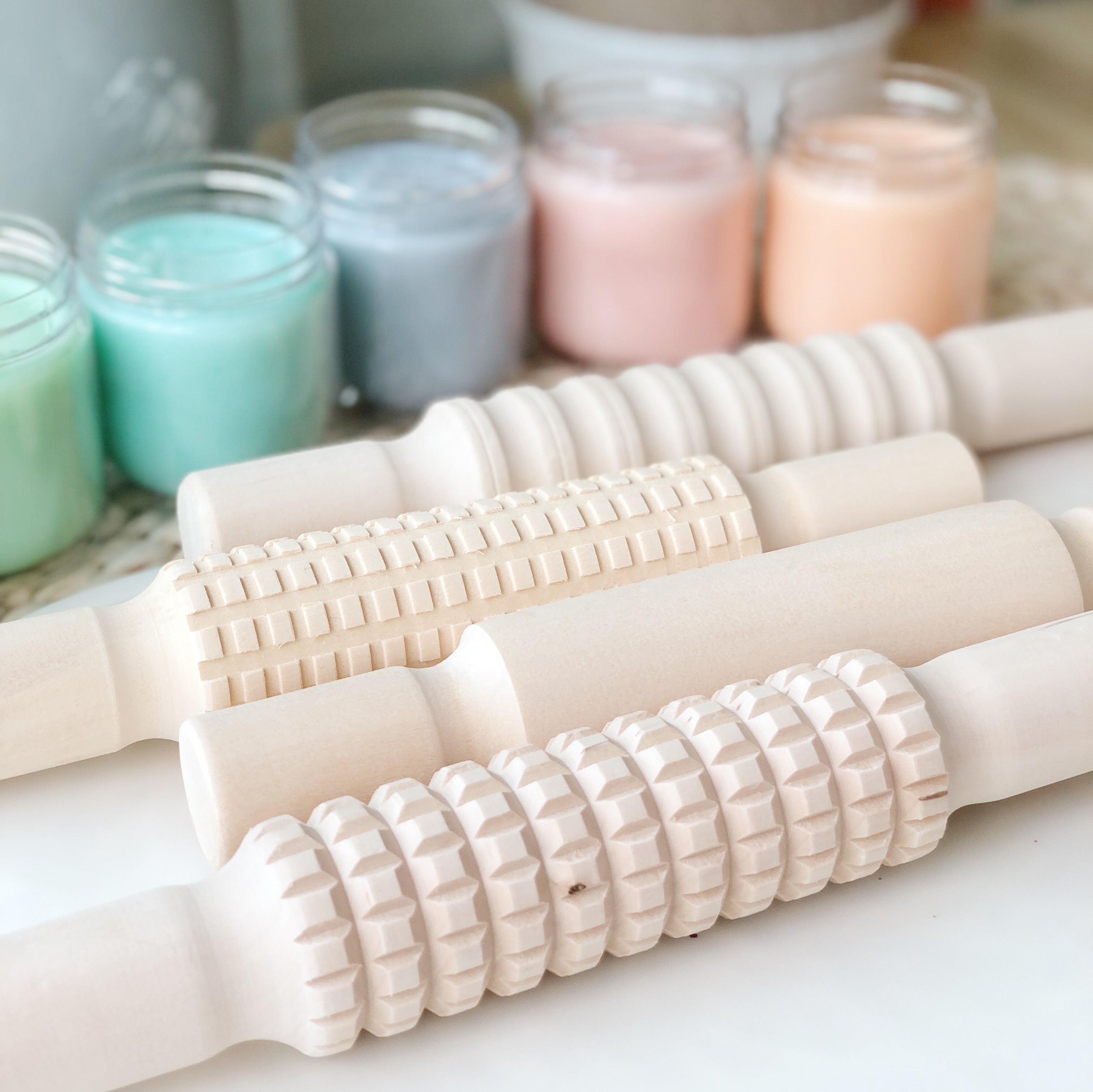 Wooden Montessori Textured Rolling Pins (Set of 4)