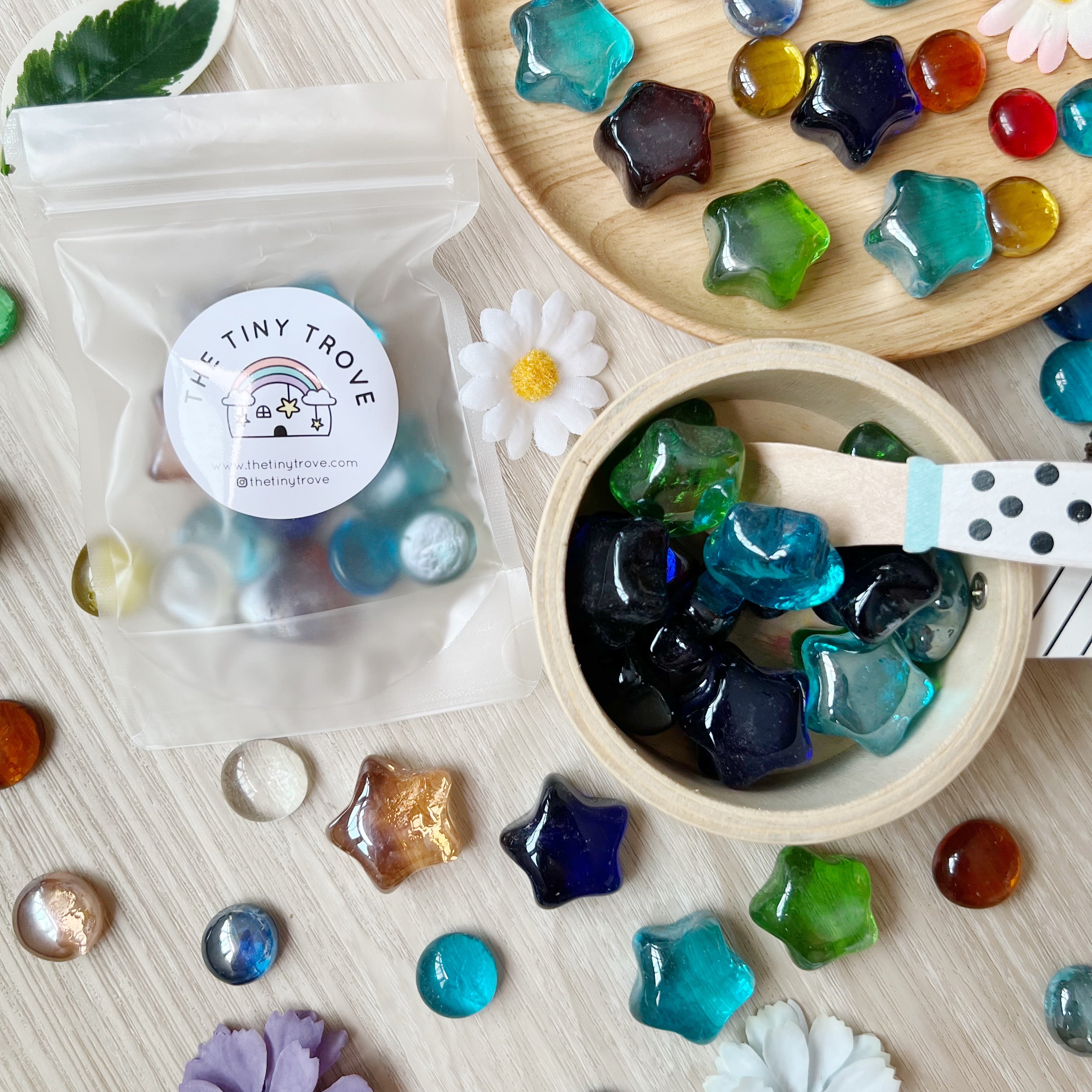 Star Shaped Glass Pebbles Loose Parts
