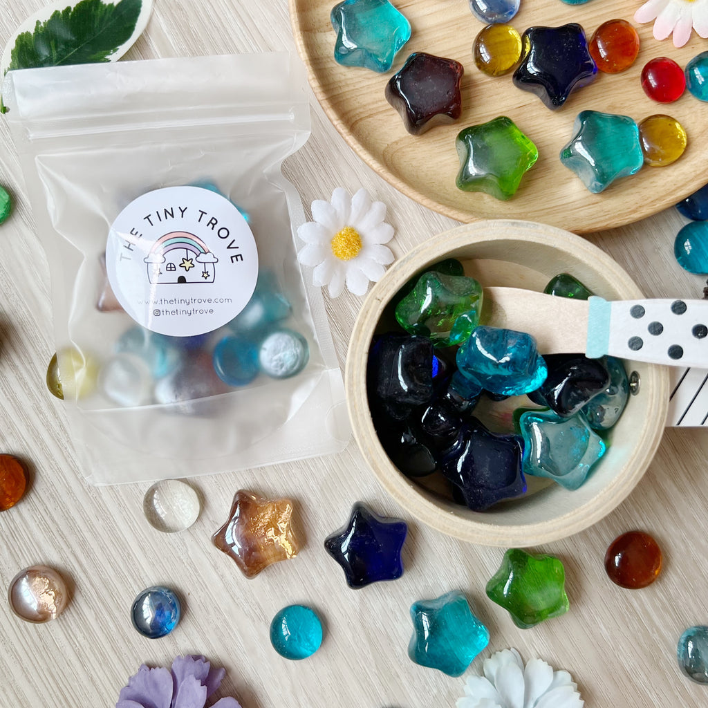 Star Shaped Glass Pebbles Loose Parts