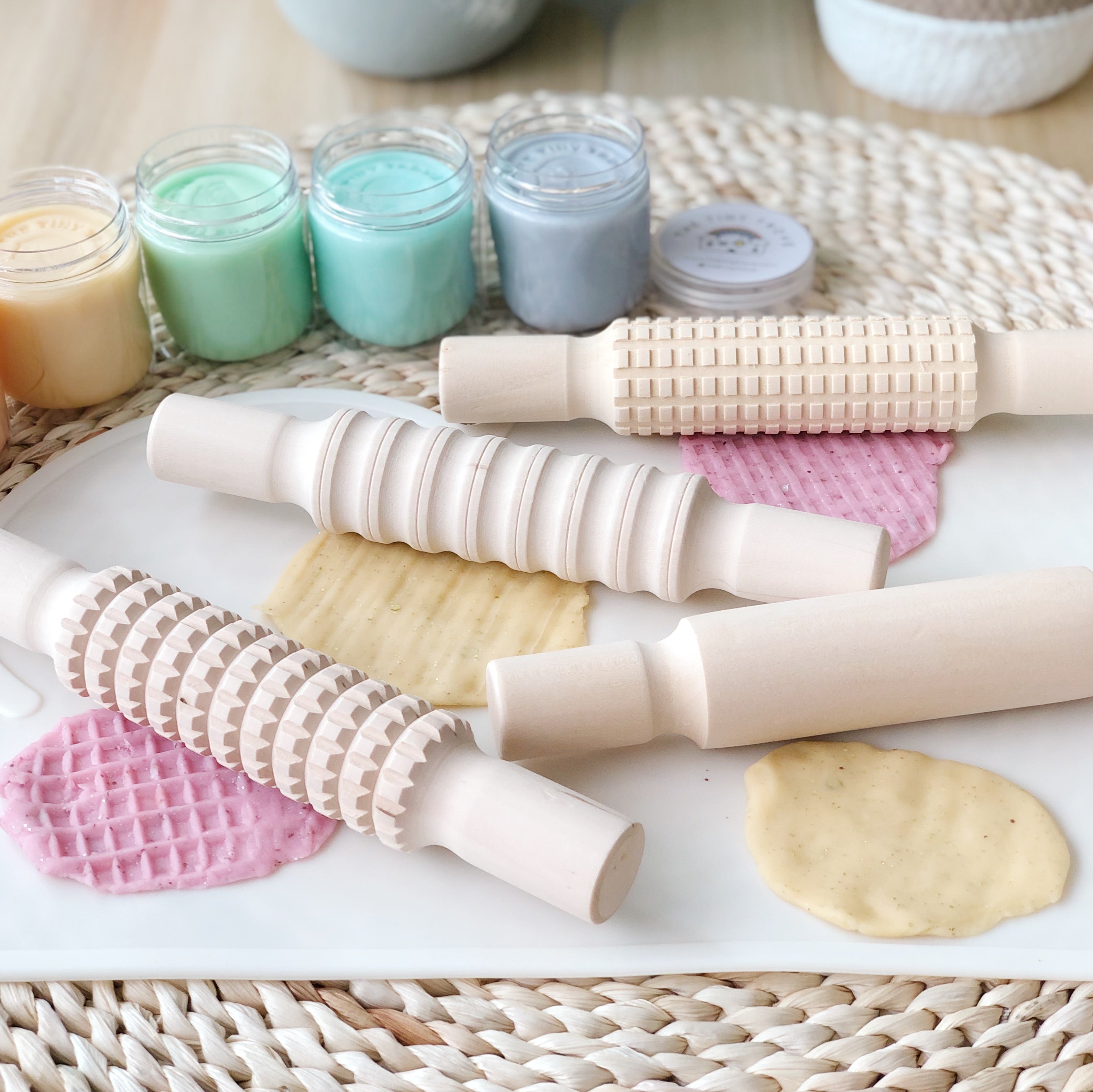 Wooden Montessori Textured Rolling Pins (Set of 4)