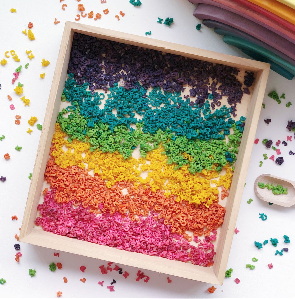 Rainbow Sensory Alphabet Pasta