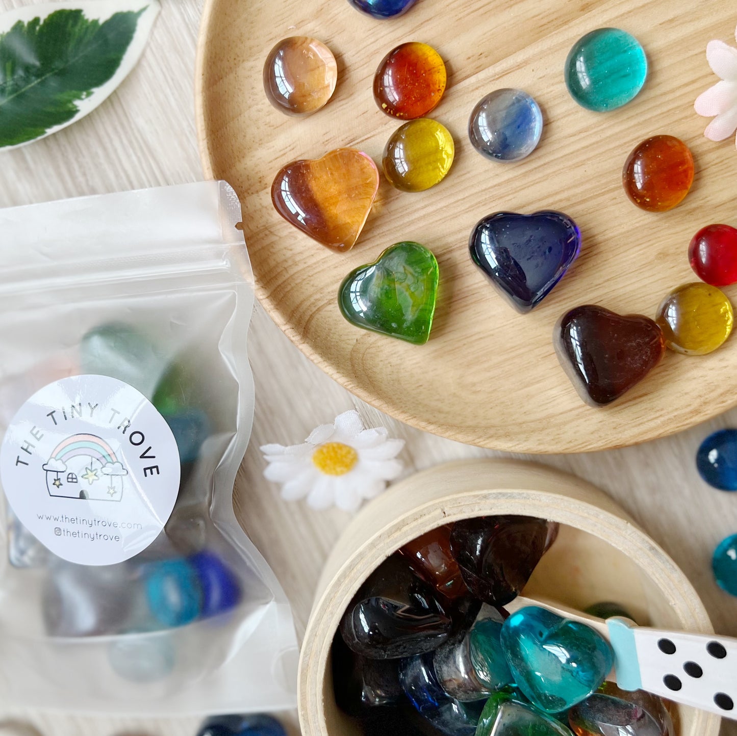 Heart Shaped Glass Pebbles Loose Parts