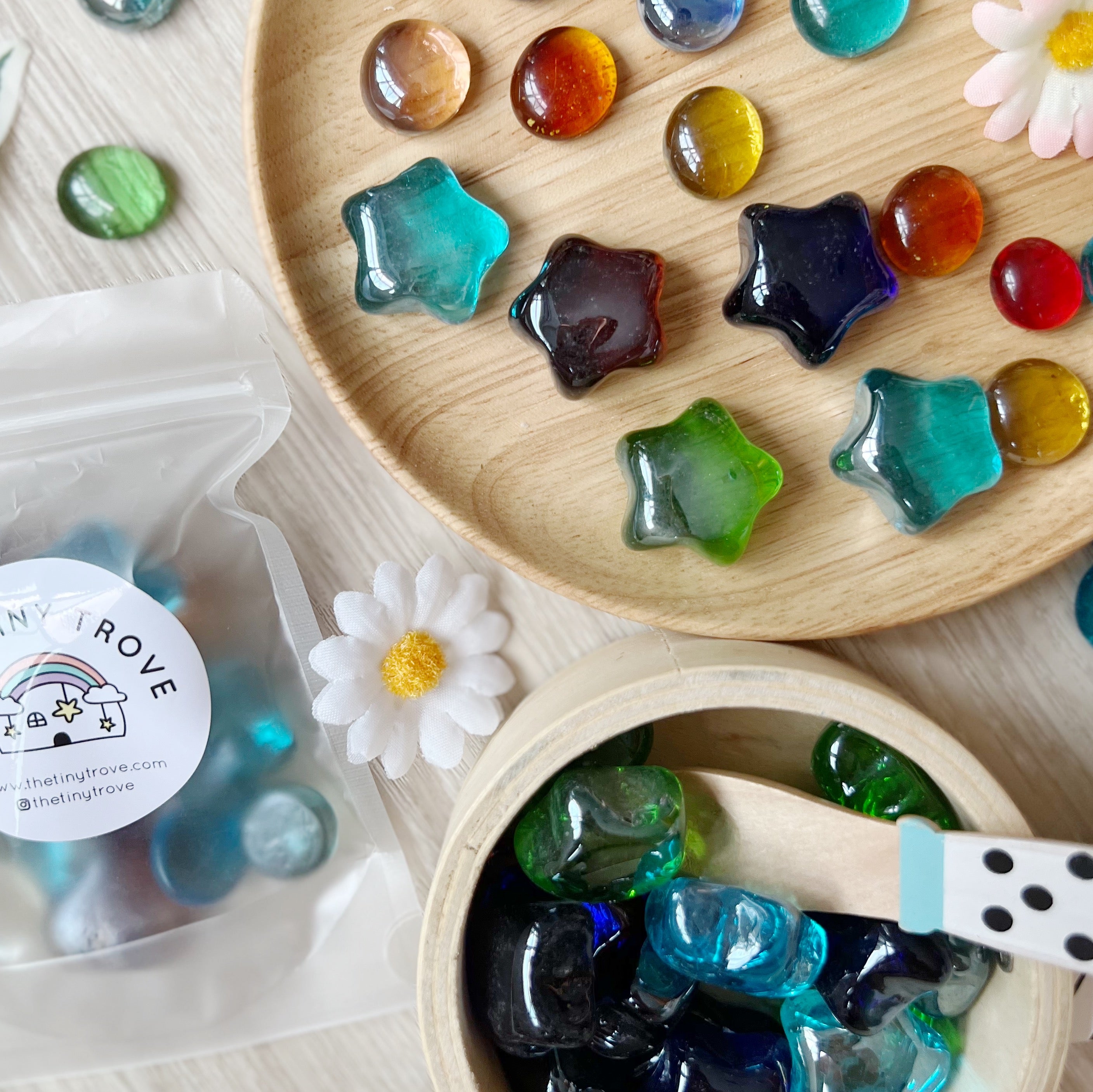 Star Shaped Glass Pebbles Loose Parts