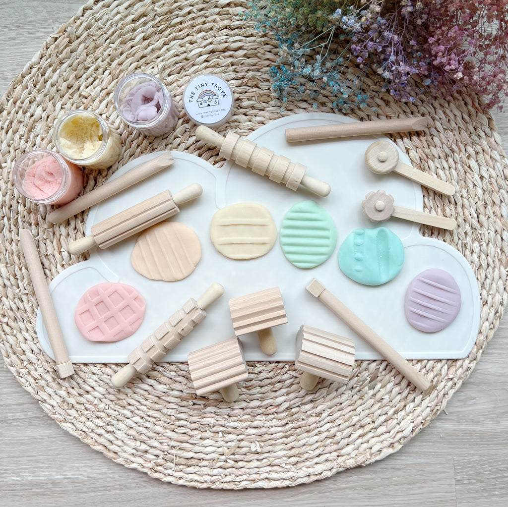 Wooden Playdough Tools, Playdough Sensory Kit, Playdough Sensory