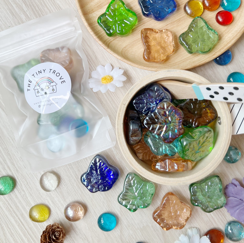Leaf Glass Pebbles Loose Parts